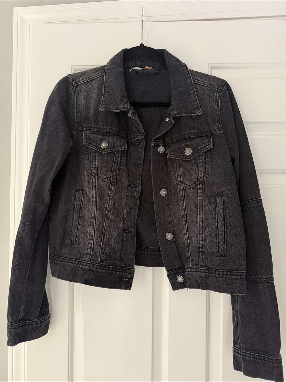 Free People Rumors Black Washed Denim Jacket